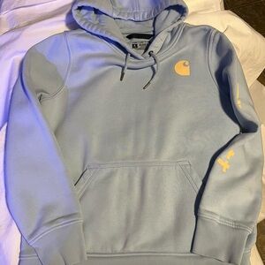 Carhartt Light Blue Hoodie with Yellow Accents